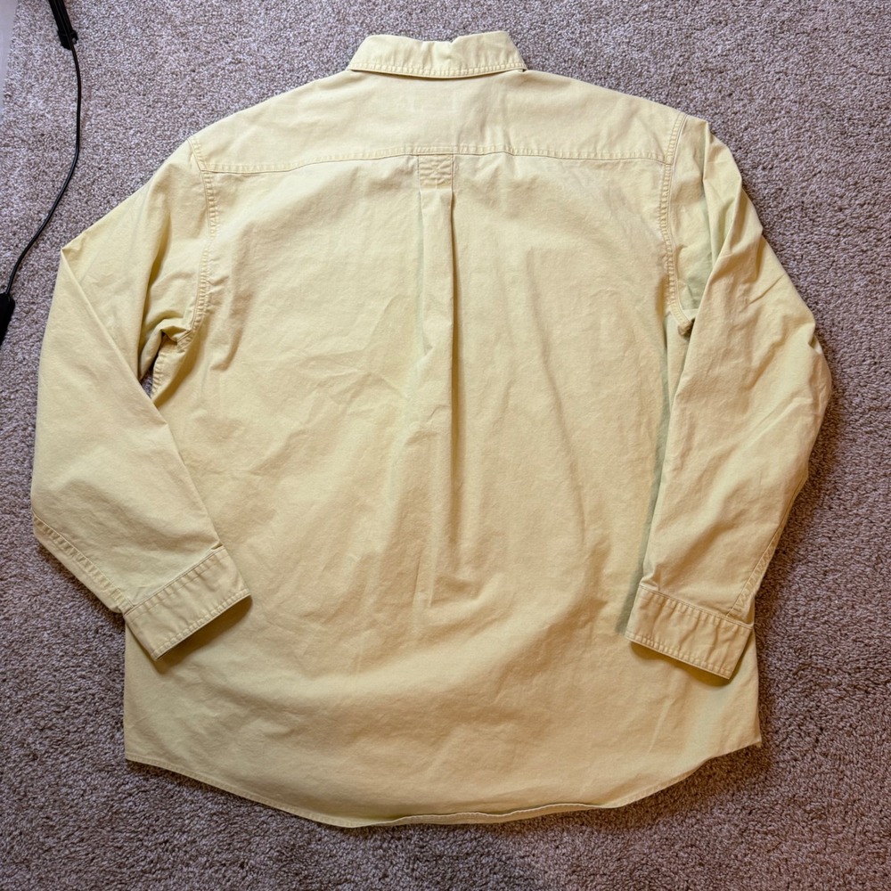 LL Bean Button Down Shirt Mens L Yellow Cotton Canvas Traditional Fit - Picture 6 of 6
